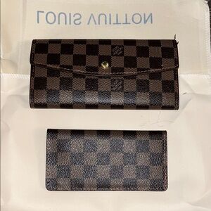 Dark Brown Checkered Wallet Set